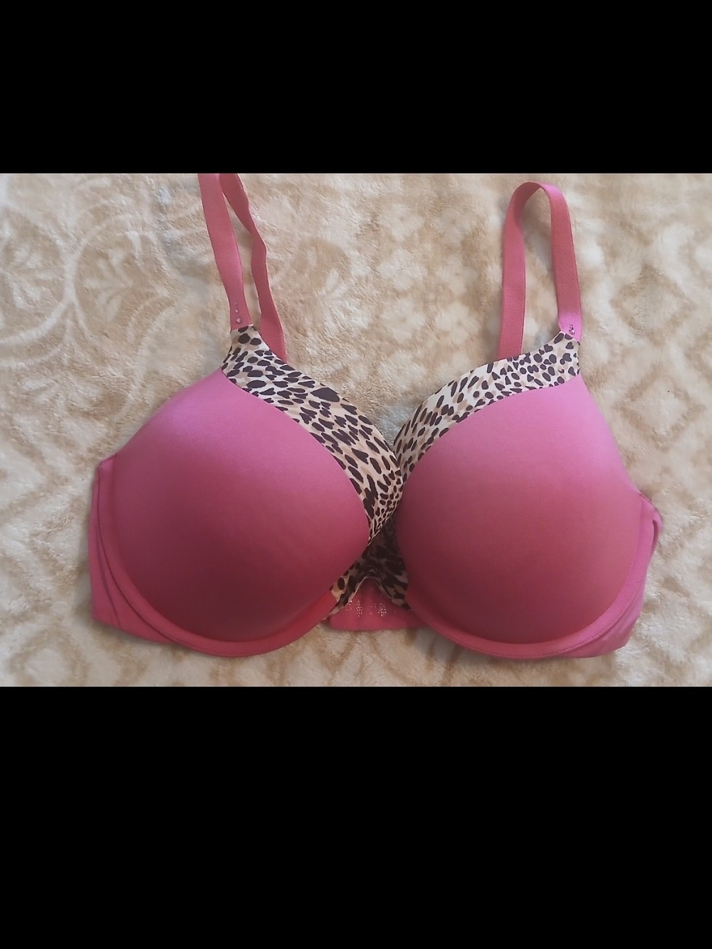Victoria's Secret Pink T-Shirt Bra with Leopard-Print Trim